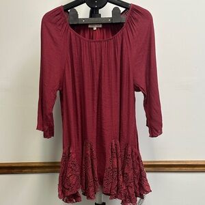 Indigo Soul Maroon Tunic with Crochet Hem